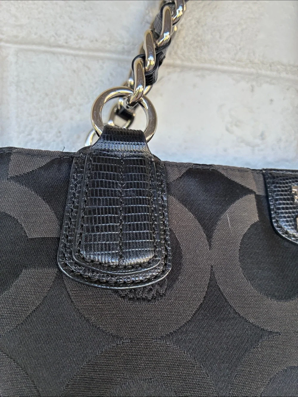 Coach Coach Black Signature Nylon Mia Opaque Chain Tote - Picture 3 of 12